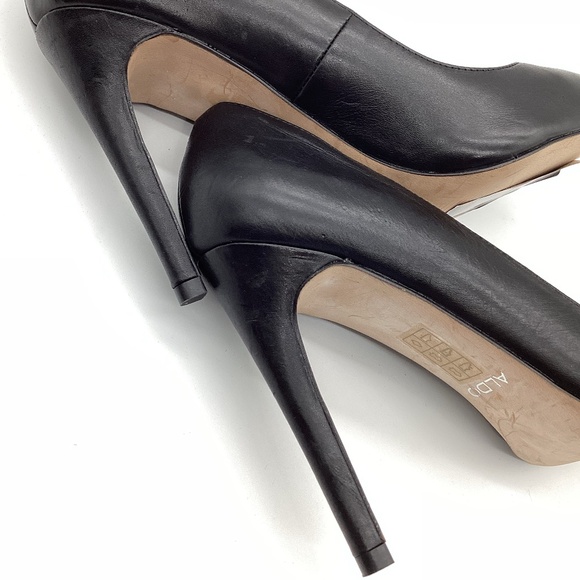 1728. ALDO Black Leather Pumps NWOT Size 9 - Picture 7 of 11